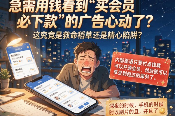 急需用钱看到“买会员必下款”的广告心动了？这究竟是救命稻草还是精心陷阱？