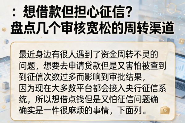 想借款但担心征信？盘点几个审核宽松的周转渠道