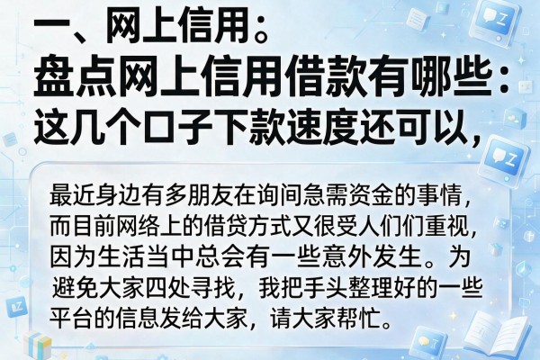 盘点网上信用借款有哪些，这几个口子下款速度还可以