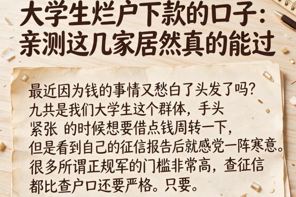 大学生烂户下款的口子：亲测这几家居然真的能过
