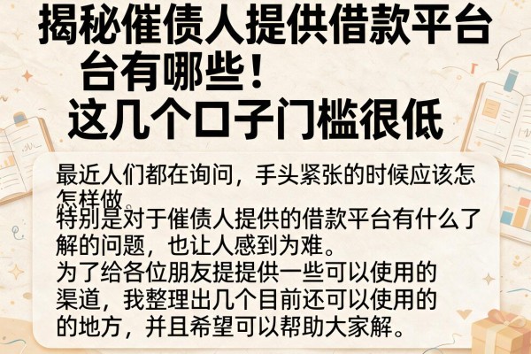 揭秘催债人提供借款平台有哪些，这几个口子门槛很低