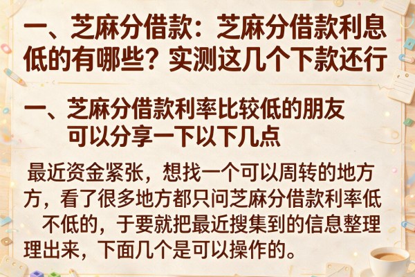 芝麻分借款利息低的有哪些？实测这几个下款还行