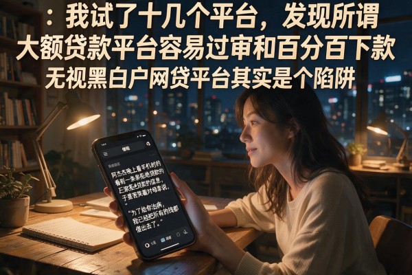 我试了十几个平台，发现所谓大额贷款平台容易过审和百分百下款无视黑白户网贷平台其实是个陷阱