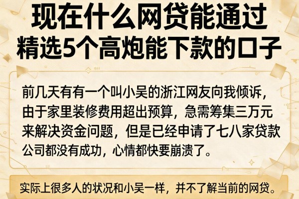 现在什么网贷能通过，精选5个高炮能下款的口子
