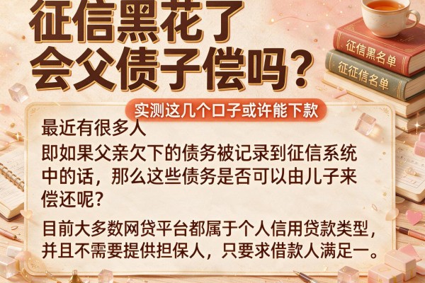 征信黑花了会父债子偿吗？实测这几个口子或许能下款