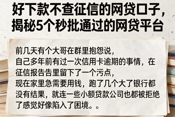 好下款不查征信的网贷口子，揭秘5个秒批通过的网贷平台