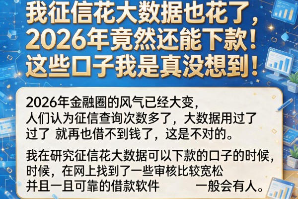 我征信花大数据也花了，2026年竟然还能下款，这些口子我是真没想到