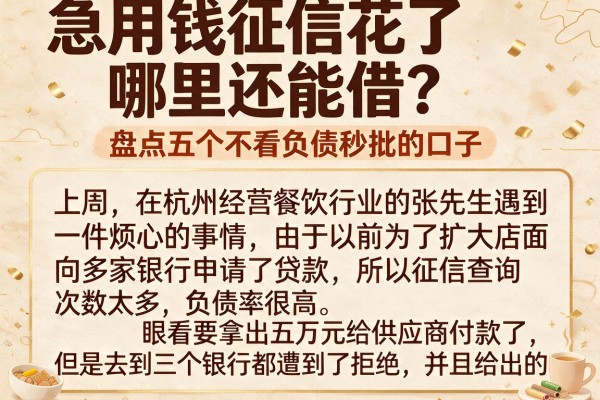 急用钱征信花了哪里还能借？盘点五个不看负债秒批的口子