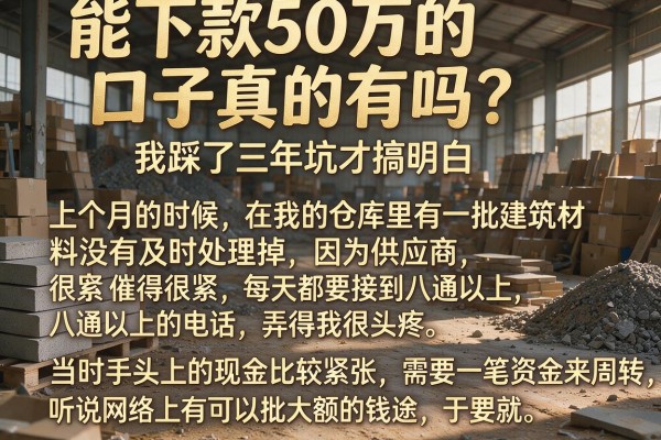 能下款50万的口子真的有吗？我踩了三年坑才搞明白