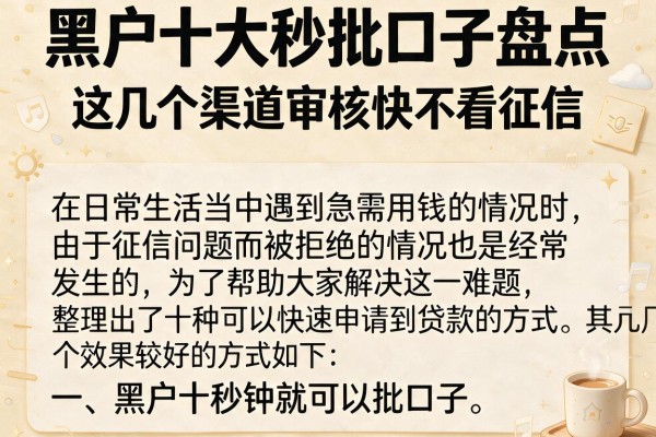 黑户十大秒批口子盘点，这几个渠道审核快不看征信
