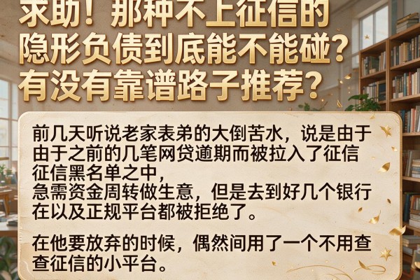 求助！那种不上征信的隐形负债到底能不能碰？有没有靠谱路子推荐？
