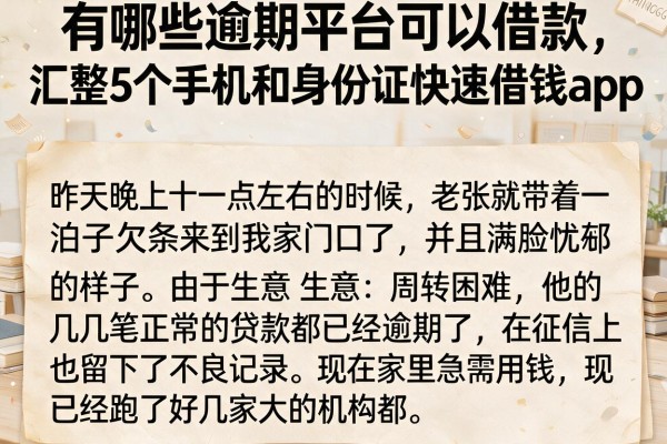 有哪些逾期平台可以借款，汇整5个手机和身份证快速借钱app