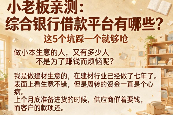小老板亲测：综合银行借款平台有哪些？这5个坑踩一个就够呛