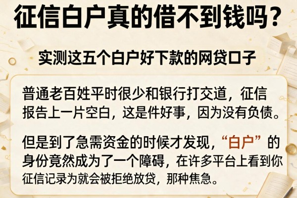 征信白户真的借不到钱吗？实测这五个白户好下款的网贷口子