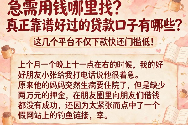急需用钱哪里找？真正靠谱好过的贷款口子有哪些？这几个平台不仅下款快还门槛低！