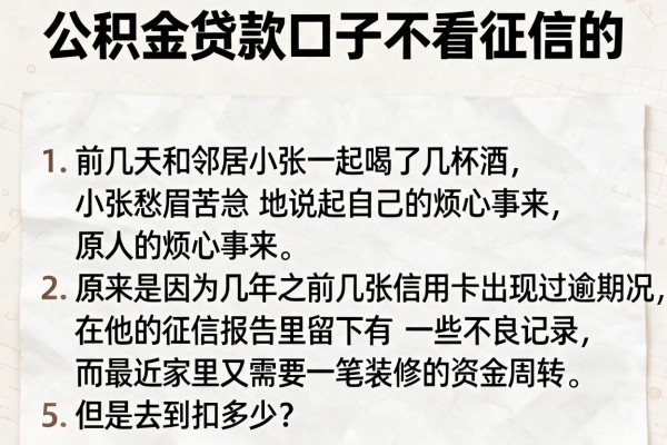 公积金贷款口子不看征信的，条列5个每个人扣多少？