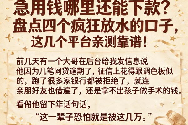 急用钱哪里还能下款？盘点四个疯狂放水的口子，这几个平台亲测靠谱！
