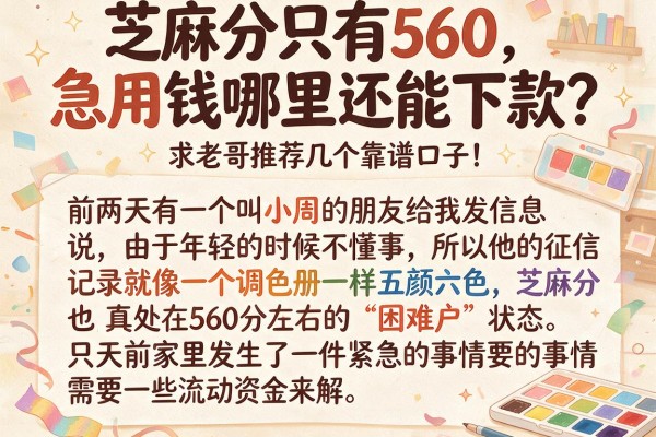 芝麻分只有560，急用钱哪里还能下款？求老哥推荐几个靠谱口子！