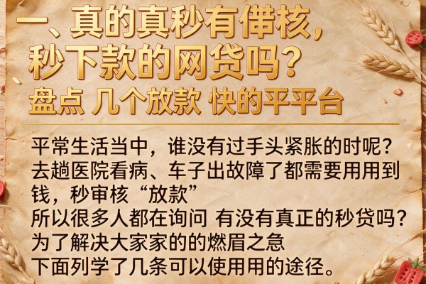 真的有秒审核秒下款的网贷吗？盘点几个放款快的平台