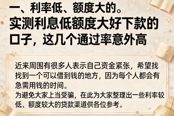 实测利息低额度大好下款的口子，这几个通过率意外高