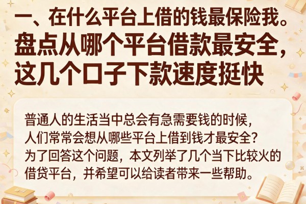 盘点从哪个平台借款最安全，这几个口子下款速度挺快