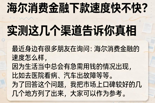 海尔消费金融下款速度快不快？实测这几个渠道告诉你真相
