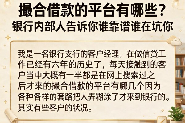 撮合借款的平台有哪些？银行内部人告诉你谁靠谱谁在坑你