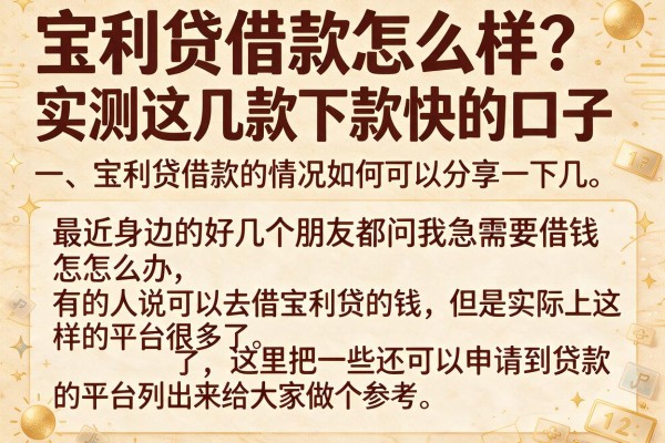 宝利贷借款怎么样？实测这几款下款快的口子