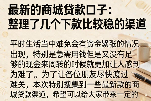 最新的商城贷款口子：整理了几个下款比较稳的渠道