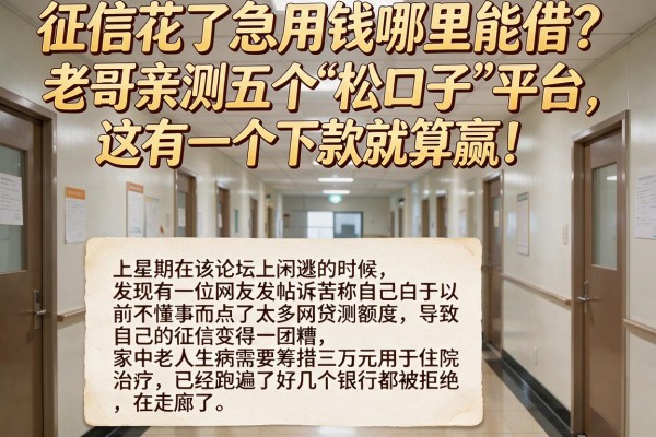 征信花了急用钱哪里能借？老哥亲测五个“松口子”平台，这有一个下款就算赢！