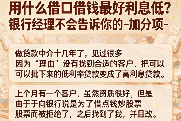 用什么借口借钱最好利息低？银行经理不会告诉你的-加分项-