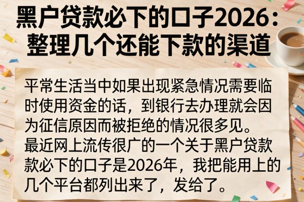 黑户贷款必下的口子2026：整理几个还能下款的渠道