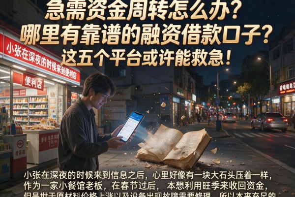 急需资金周转怎么办？哪里有靠谱的融资借款口子？这五个平台或许能救急！