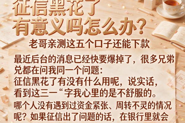 征信黑花了有意义吗怎么办？老哥亲测这五个口子还能下款