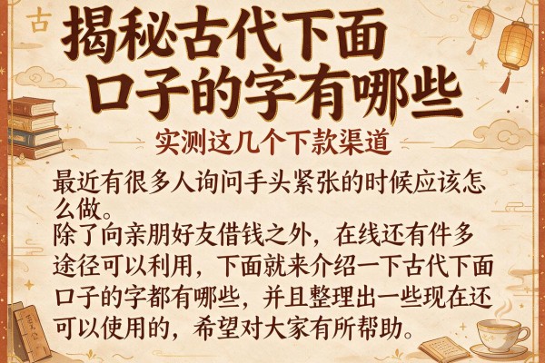 揭秘古代下面口子的字有哪些，实测这几个下款渠道