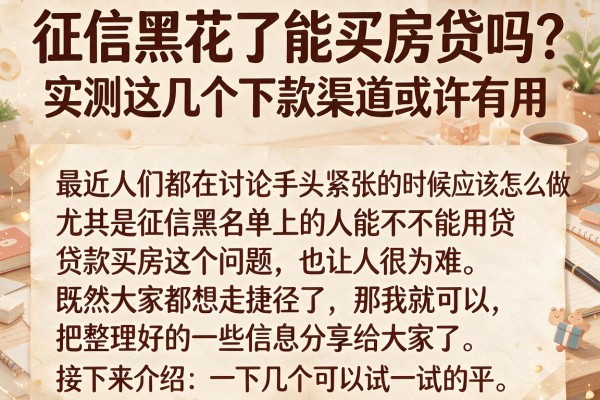 征信黑花了能买房贷吗？实测这几个下款渠道或许有用
