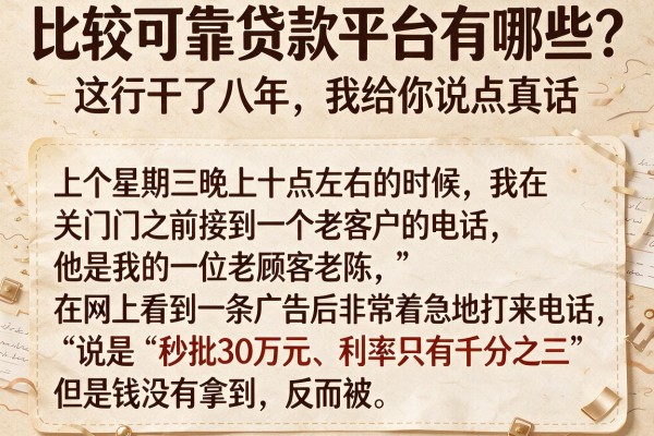 比较可靠贷款平台有哪些？这行干了八年，我给你说点真话