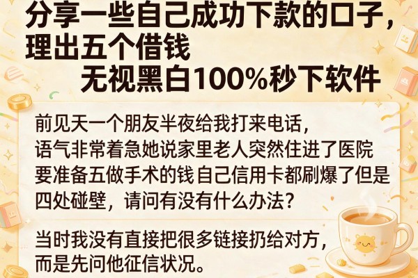 分享一些自己成功下款的口子，理出五个借钱无视黑白100%秒下软件