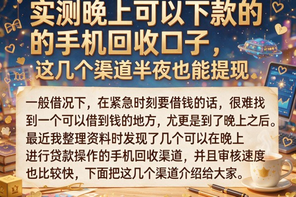实测晚上可以下款的手机回收口子，这几个渠道半夜也能提现