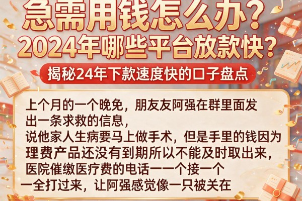 急需用钱怎么办？2024年哪些平台放款快？揭秘24年下款速度快的口子盘点