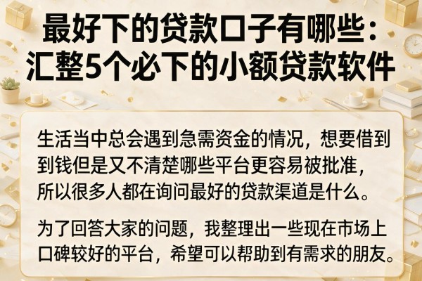 最好下的贷款口子有哪些,汇整5个必下的小额贷款软件