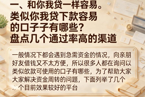 类似你我贷下款容易的口子有哪些？盘点几个通过率高的渠道