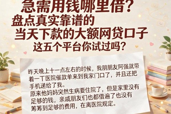 急需用钱哪里借？盘点真实靠谱的当天下款的大额网贷口子，这五个平台你试过吗？