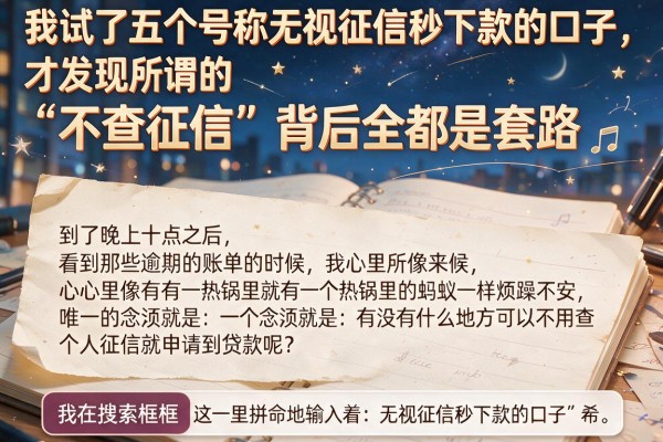 我试了五个号称无视征信秒下款的口子，才发现所谓的“不查征信”背后全是套路