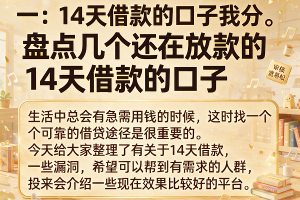盘点几个还在放款的14天借款的口子，审核宽松容易过