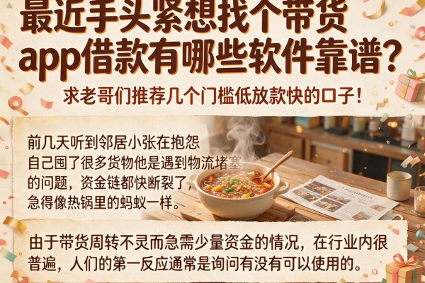 最近手头紧想找个带货app借款有哪些软件靠谱？求老哥们推荐几个门槛低放款快的口子！