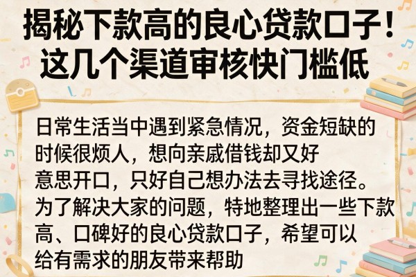 揭秘下款高的良心贷款口子，这几个渠道审核快门槛低