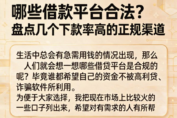 哪些借款平台合法？盘点几个下款率高的正规渠道