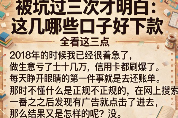被坑过三次才明白：这几天哪些口子好下款，全看这三点