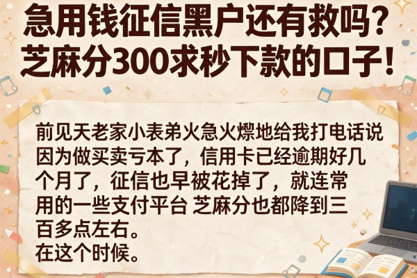 急用钱征信黑户还有救吗？芝麻分300求秒下款的口子！